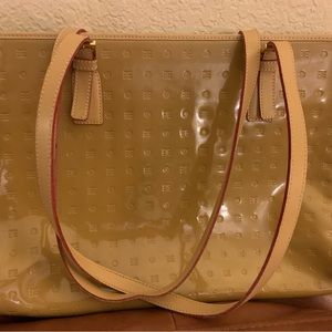 Women’s Arcadia Patent Leather Tan Shoulder Bag Handbag Purse-used once!!